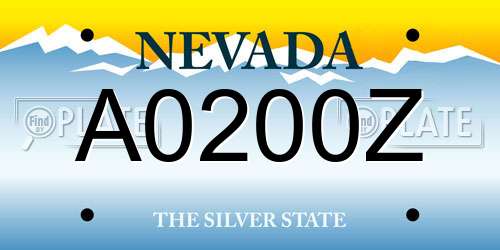 A0200Z Nevada License Plate