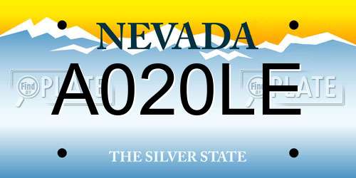 A020LE Nevada License Plate