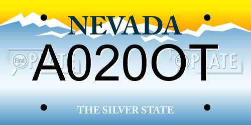 A020OT Nevada License Plate