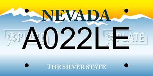 A022LE Nevada License Plate