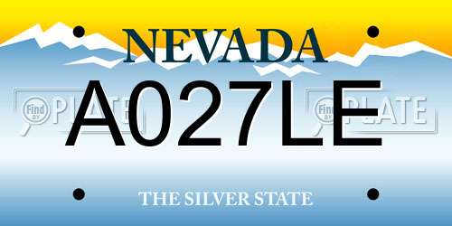 A027LE Nevada License Plate