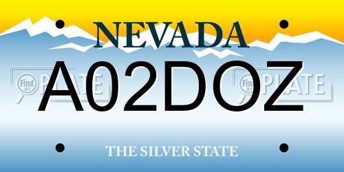 A02DOZ Nevada License Plate