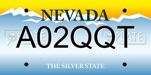 A02QQT Nevada License Plate