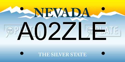 A02ZLE Nevada License Plate