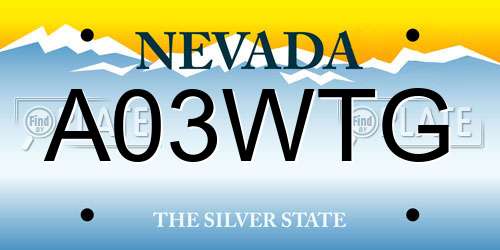 A03WTG Nevada License Plate