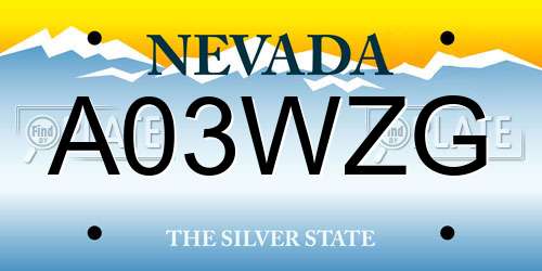 A03WZG Nevada License Plate