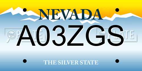 A03ZGS Nevada License Plate