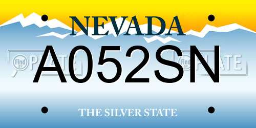 A052SN Nevada License Plate