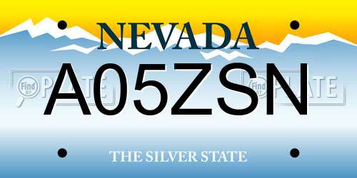 A05ZSN Nevada License Plate