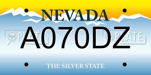 A070DZ Nevada License Plate