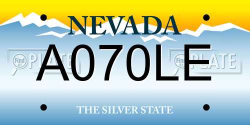 A070LE Nevada License Plate