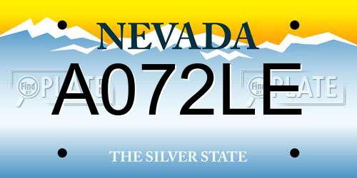 A072LE Nevada License Plate