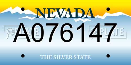 A076147 Nevada License Plate