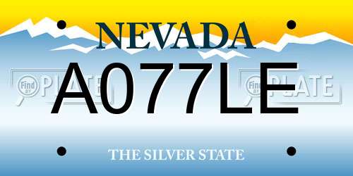 A077LE Nevada License Plate