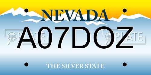 A07DOZ Nevada License Plate