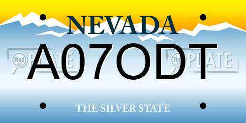 A07ODT Nevada License Plate