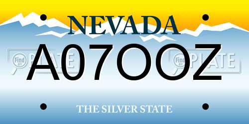 A07OOZ Nevada License Plate