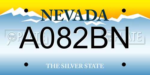 A082BN Nevada License Plate