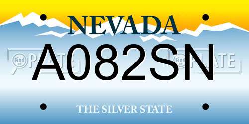 A082SN Nevada License Plate