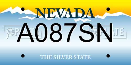 A087SN Nevada License Plate