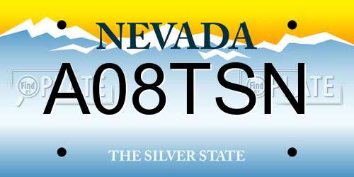 A08TSN Nevada License Plate