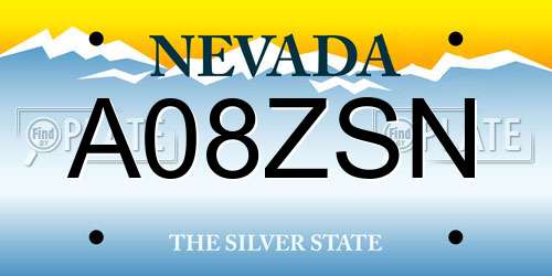 A08ZSN Nevada License Plate