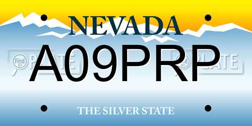 A09PRP Nevada License Plate