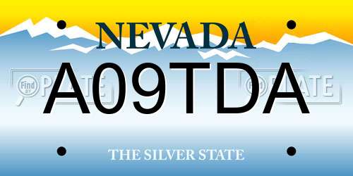 A09TDA Nevada License Plate