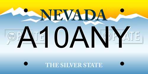 A10ANY Nevada License Plate