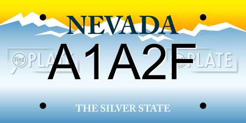 A1A2F Nevada License Plate