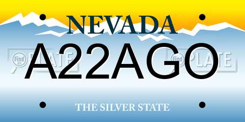 A22AGO Nevada License Plate