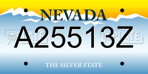 A25513Z Nevada License Plate