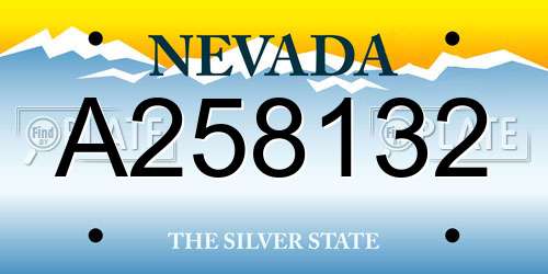 A258132 Nevada License Plate