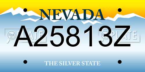 A25813Z Nevada License Plate