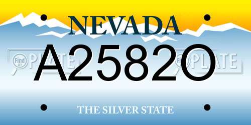 A2582O Nevada License Plate