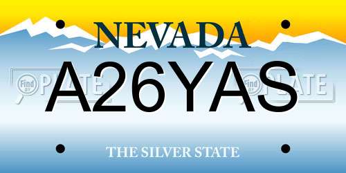 A26YAS Nevada License Plate