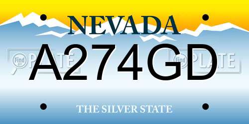 A274GD Nevada License Plate