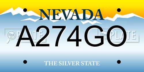 A274GO Nevada License Plate