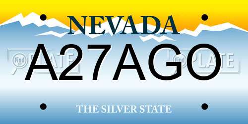 A27AGO Nevada License Plate