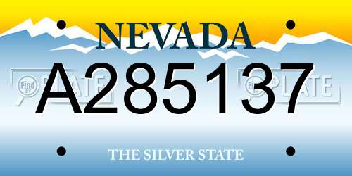 A285137 Nevada License Plate