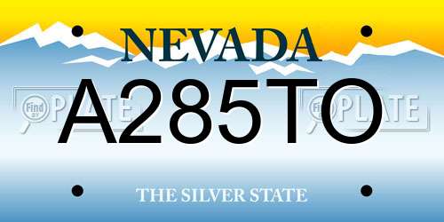 A285TO Nevada License Plate
