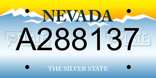 A288137 Nevada License Plate