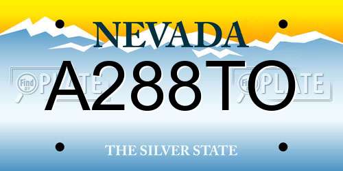 A288TO Nevada License Plate
