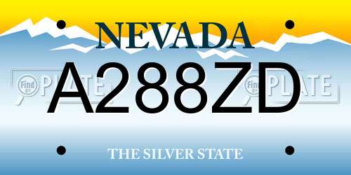 A288ZD Nevada License Plate