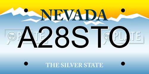 A28STO Nevada License Plate