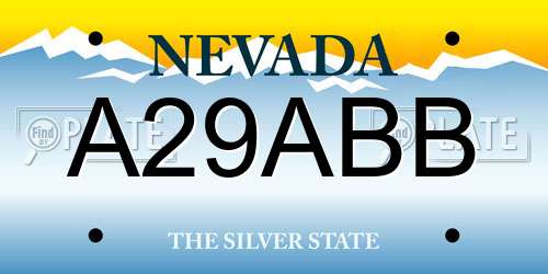 A29ABB Nevada License Plate