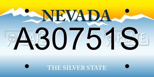 A30751S Nevada License Plate