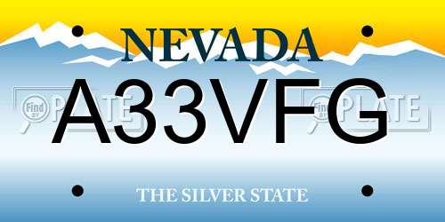 A33VFG Nevada License Plate