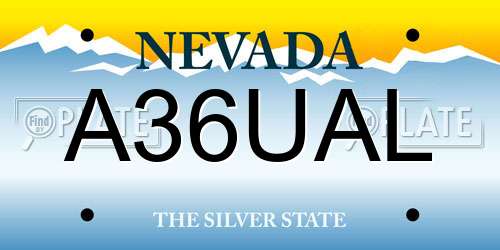A36UAL Nevada License Plate