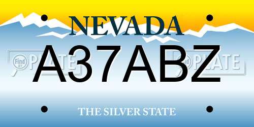 A37ABZ Nevada License Plate